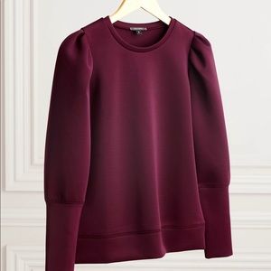 Puff sleeve pullover - burgundy neoprene